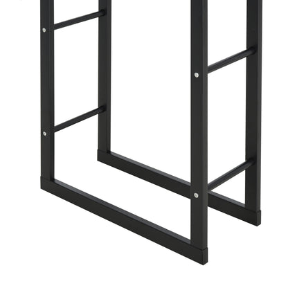 Metal Firewood Log Holder Tall Firewood Rack Indoor Outdoor Fireplace Wood Storage Shelf with Side Rails, Rust-Resistant