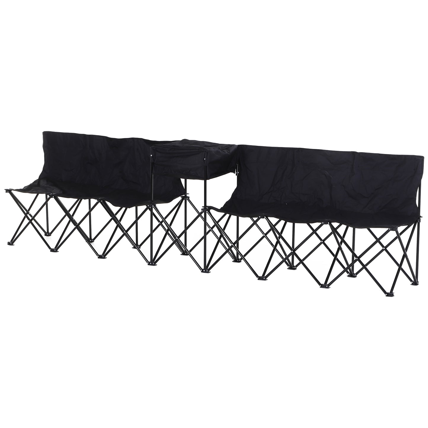 6 Seat Folding Sports Bench Portable Sports Team Bench Spectator Chair with Cooler Bag and Carrying Bag for Outdoor Picnic Ca