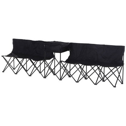 6 Seat Folding Sports Bench Portable Sports Team Bench Spectator Chair with Cooler Bag and Carrying Bag for Outdoor Picnic Ca