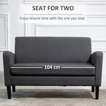 Linen Modern-Curved 2-Seat Sofa Loveseat w/ Thick Cushion Wood Legs Foot Pads Single Compact Home Furniture Grey