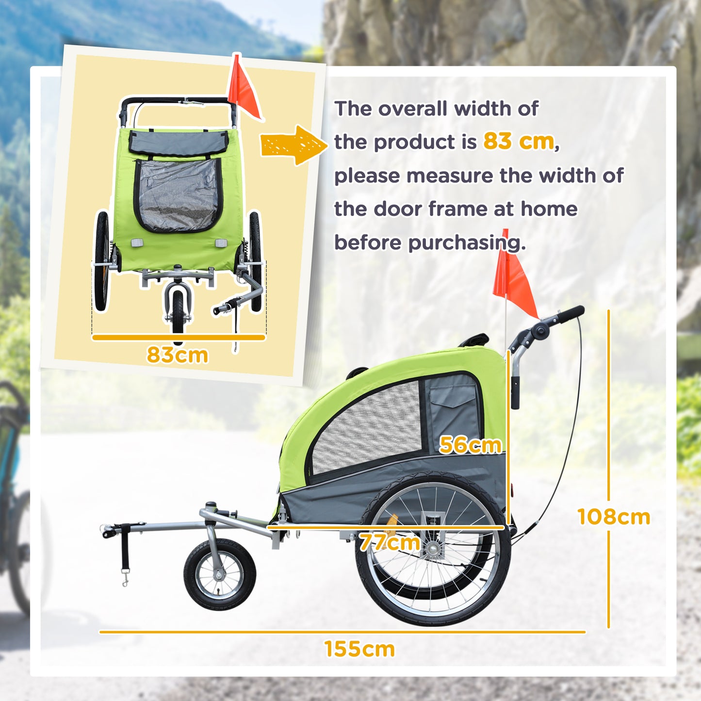 Dog Bike Trailer Pet Stroller Cart Carrier for Bicycle 360° Rotatable