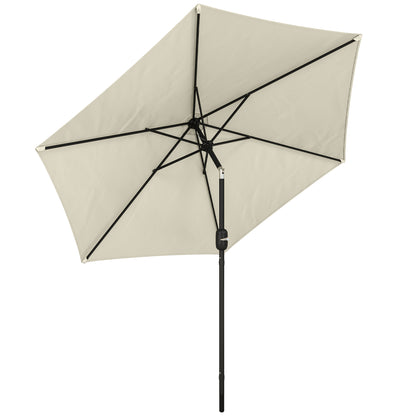 2.6 m Garden Parasol Umbrella with Aluminium Pole, Outdoor Patio Umbrella with Tilt and Crank, Vent, Cream White