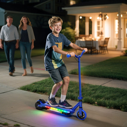 Electric Scooter for Kids 6-14 Years, with Colourful Lights, Blue