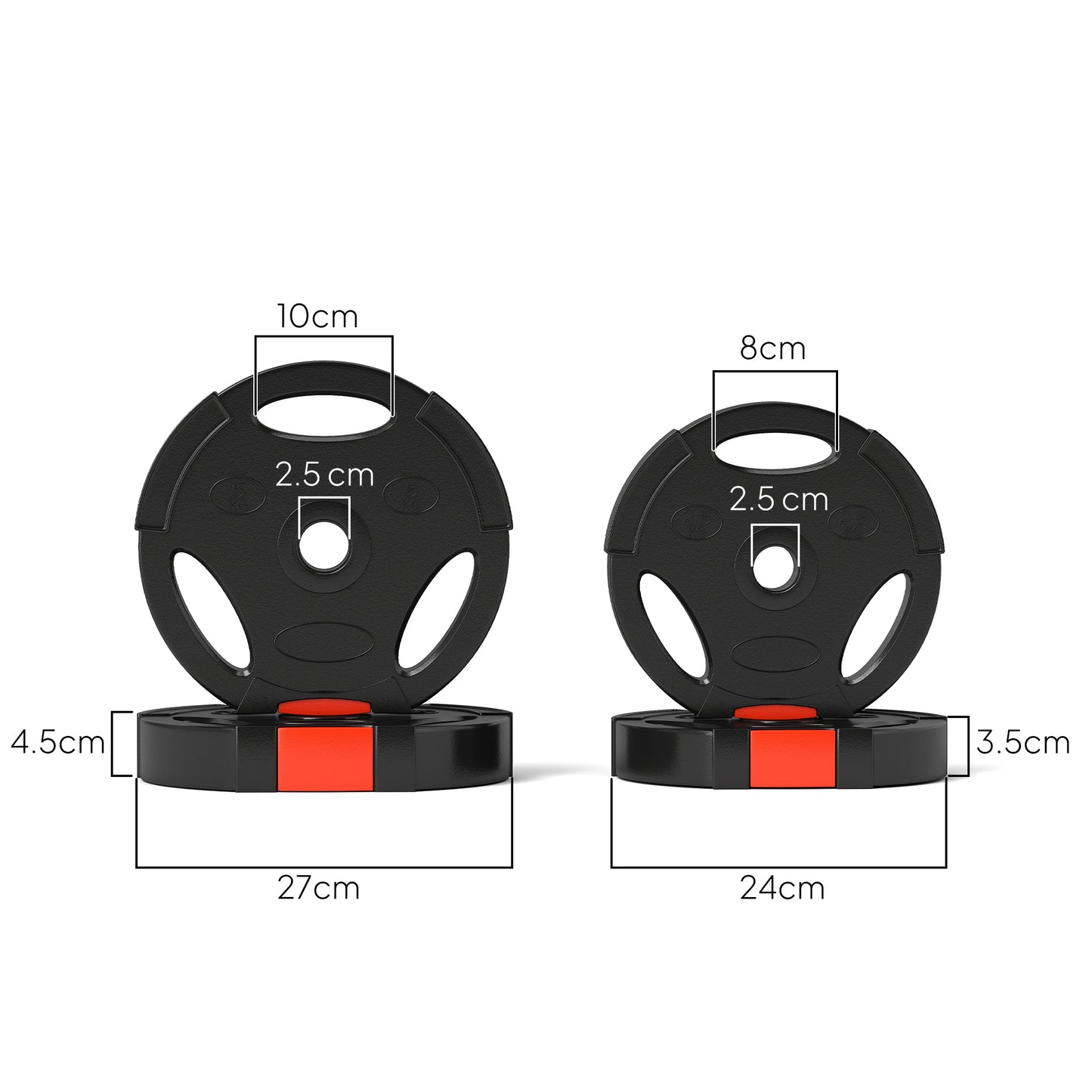 Weight Plates Set, with Two 5kg and Two 2.5kg weights, Black