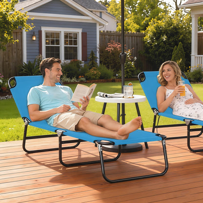Garden Sun Lounger, with Five-Position Back - Sky Blue