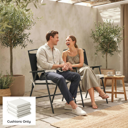 Set of 6 Outdoor Seat Cushions with Machine Washable Cover, Water Repellent Seat Cushions Cream White
