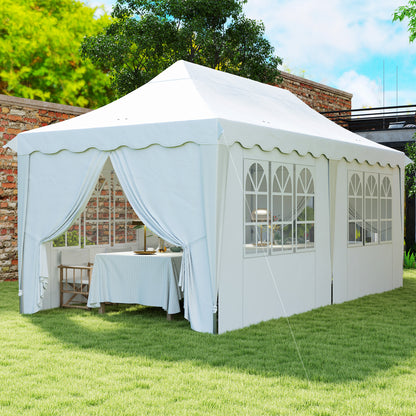 3 x 6m Pop Up Gazebo with Sides, UPF50+ Height Adjustable Marquee Party Tent, Wedding Canopy, Instant Event Shelter
