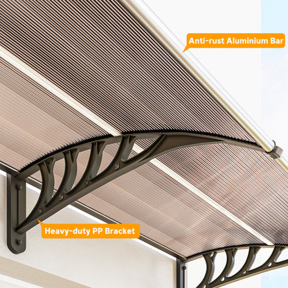 Front Door Canopy, Outdoor Awning, Rain Shelter, 303 x 96cm , Brown