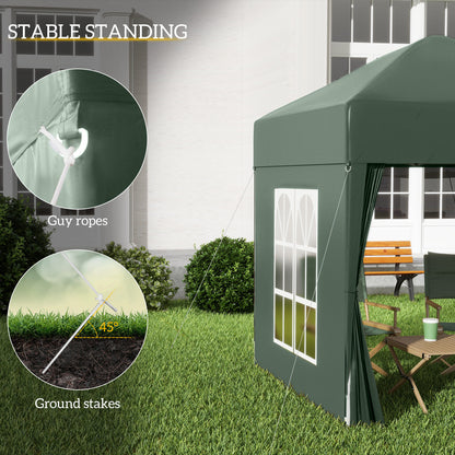 2 x 2 m Garden Pop Up Gazebo, Wedding Party Tent Marquee, Water Resistant Awning Canopy with Sidewalls, Windows, Carry Bag