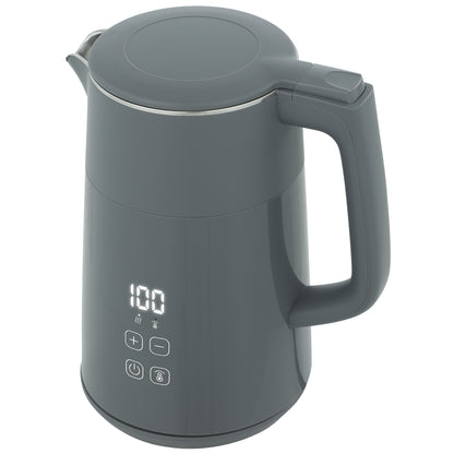 Electric Kettle, 1.7L Fast Boil 3kW Water Kettle with UK Strix Thermostat, LED Display, Keep Warm Function, Grey