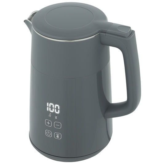 Electric Kettle, 1.7L Fast Boil 3kW Water Kettle with UK Strix Thermostat, LED Display, Keep Warm Function, Grey