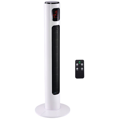 38'' Freestanding Tower Fan, 3 Speed 3 Mode, 12h Timer, 70 Degree Oscillation, LED Panel, 5M Remote Controller, White