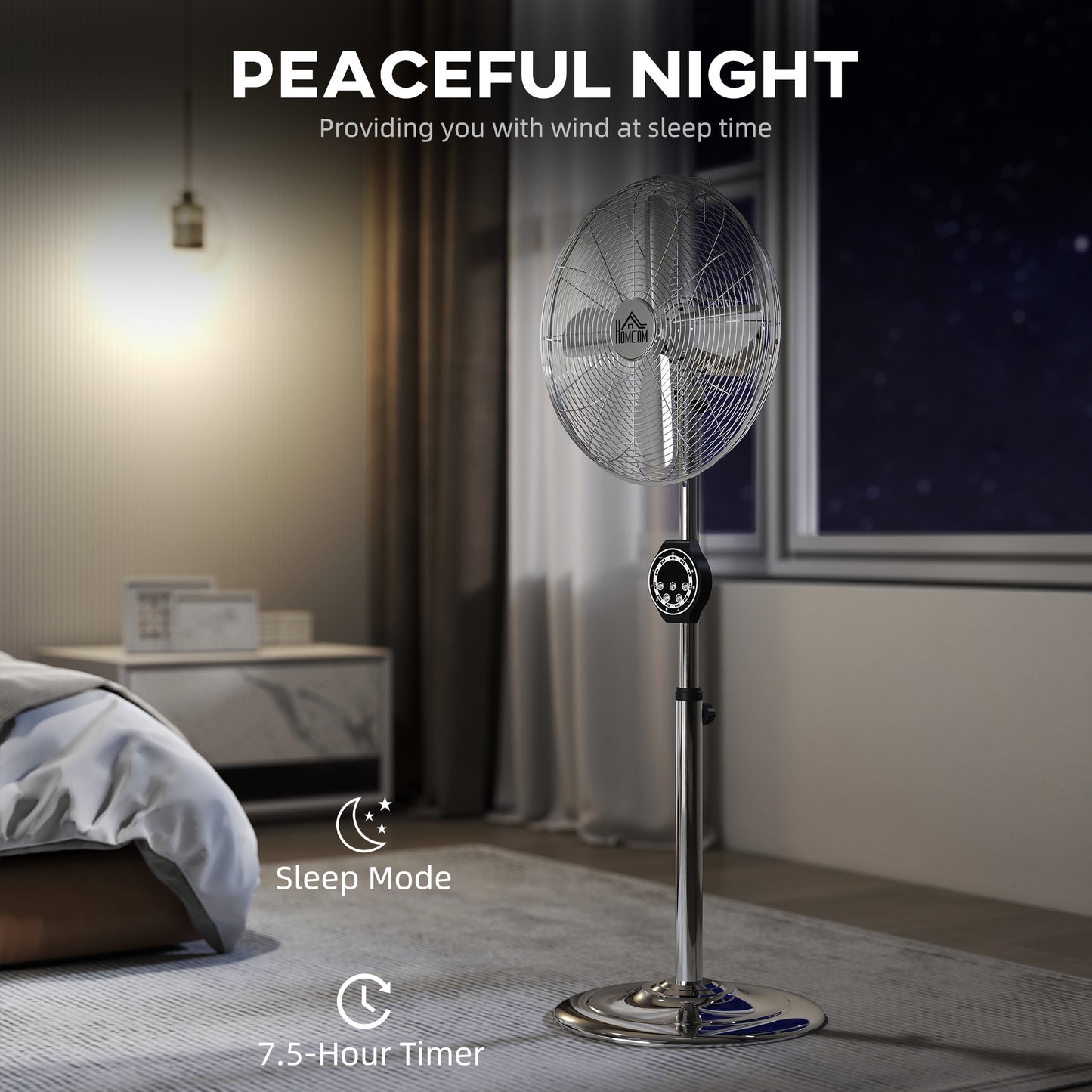 16" Metal Pedestal Fan with Oscillating, Adjustable Height - Silver Tone
