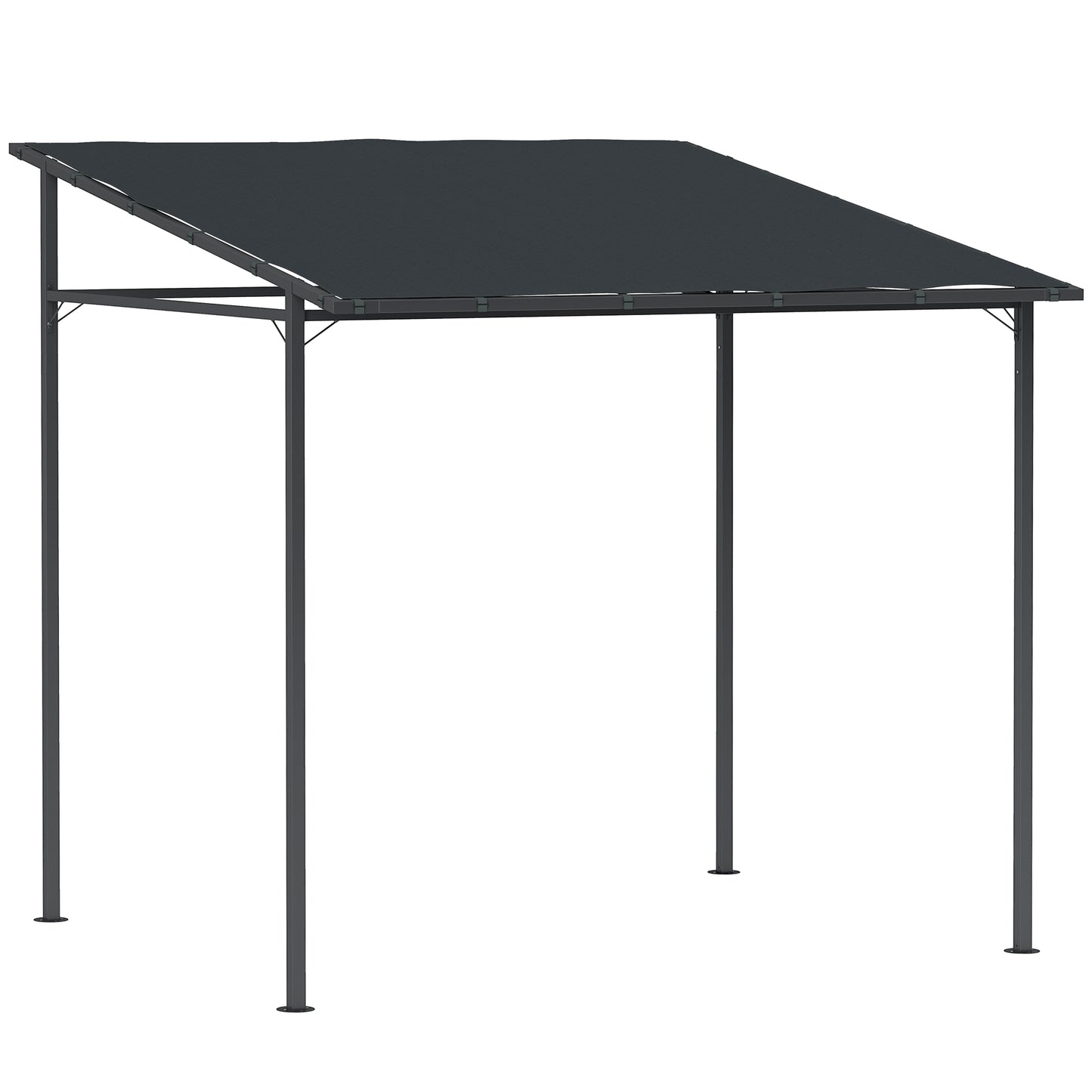 2.4 x 2.4 m Wall Mounted Pergola Gazebo with PA Coating Fabric and Metal Frame, UPF30+, Lean to Garden Gazebo