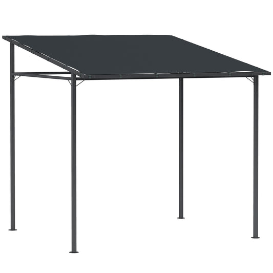 2.4 x 2.4 m Wall Mounted Pergola Gazebo with PA Coating Fabric and Metal Frame, UPF30+, Lean to Garden Gazebo
