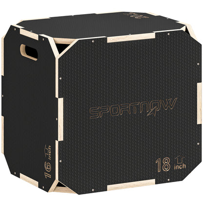 Non-Slip Plyo Box, Corner-free Wooden Jump Box, 41 x 51 x 48 cm