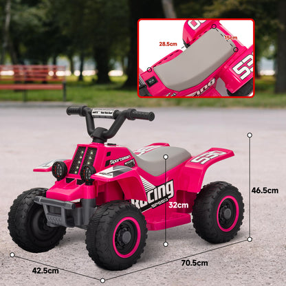 6V Electric Quad Bike for Kids, Ride On ATV w/ Forward/Reverse, Headlights, for Ages 18-36 Months, Pink