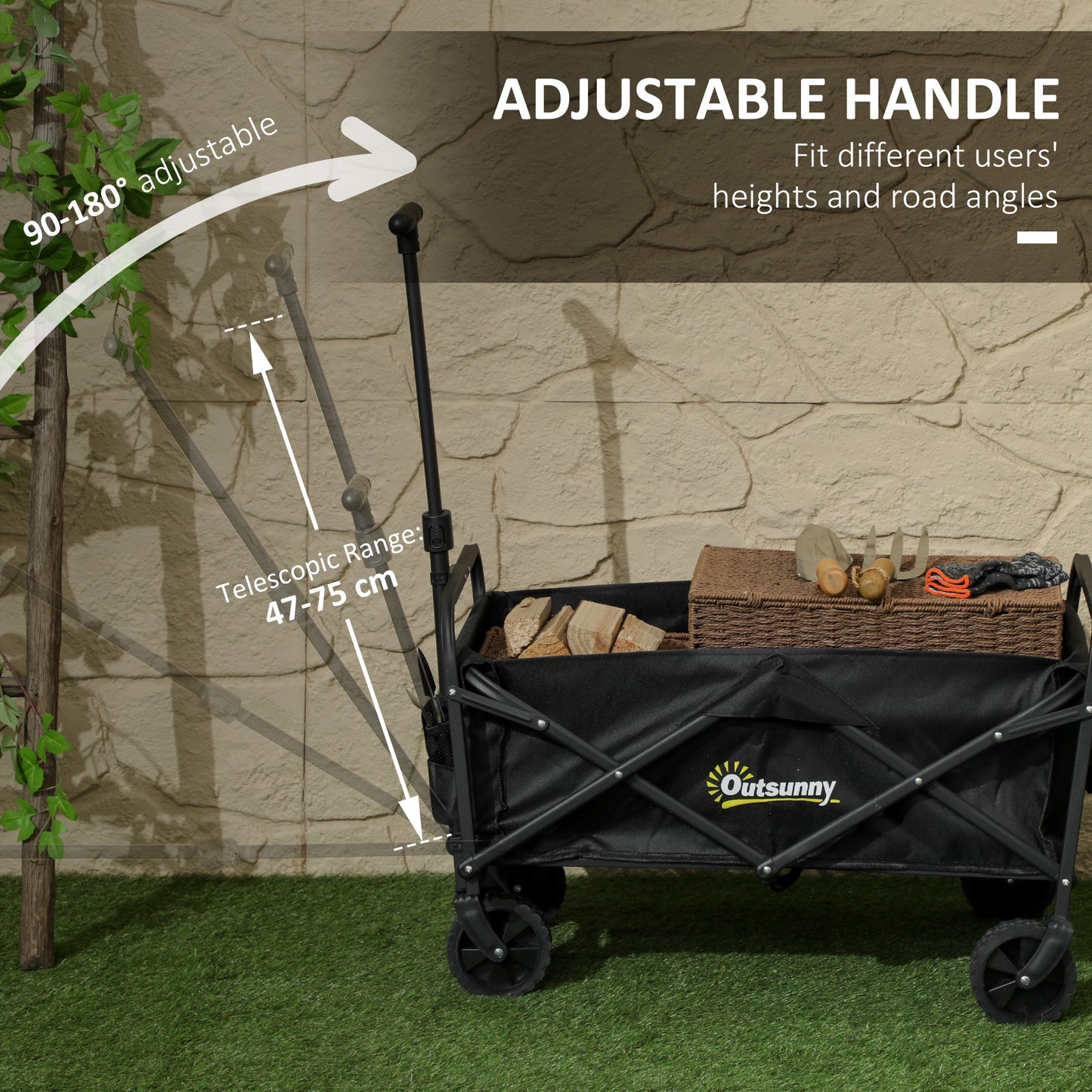 93L Festival Trolley on Wheels, Garden Folding Trolley Cart
