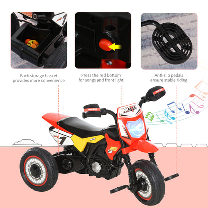 Trike for Kids, Toddler Pedal Motorcycle, Kids Ride On Tricycle Early Learning w/ Music Lights Handlebar Stickers Exercise Bo