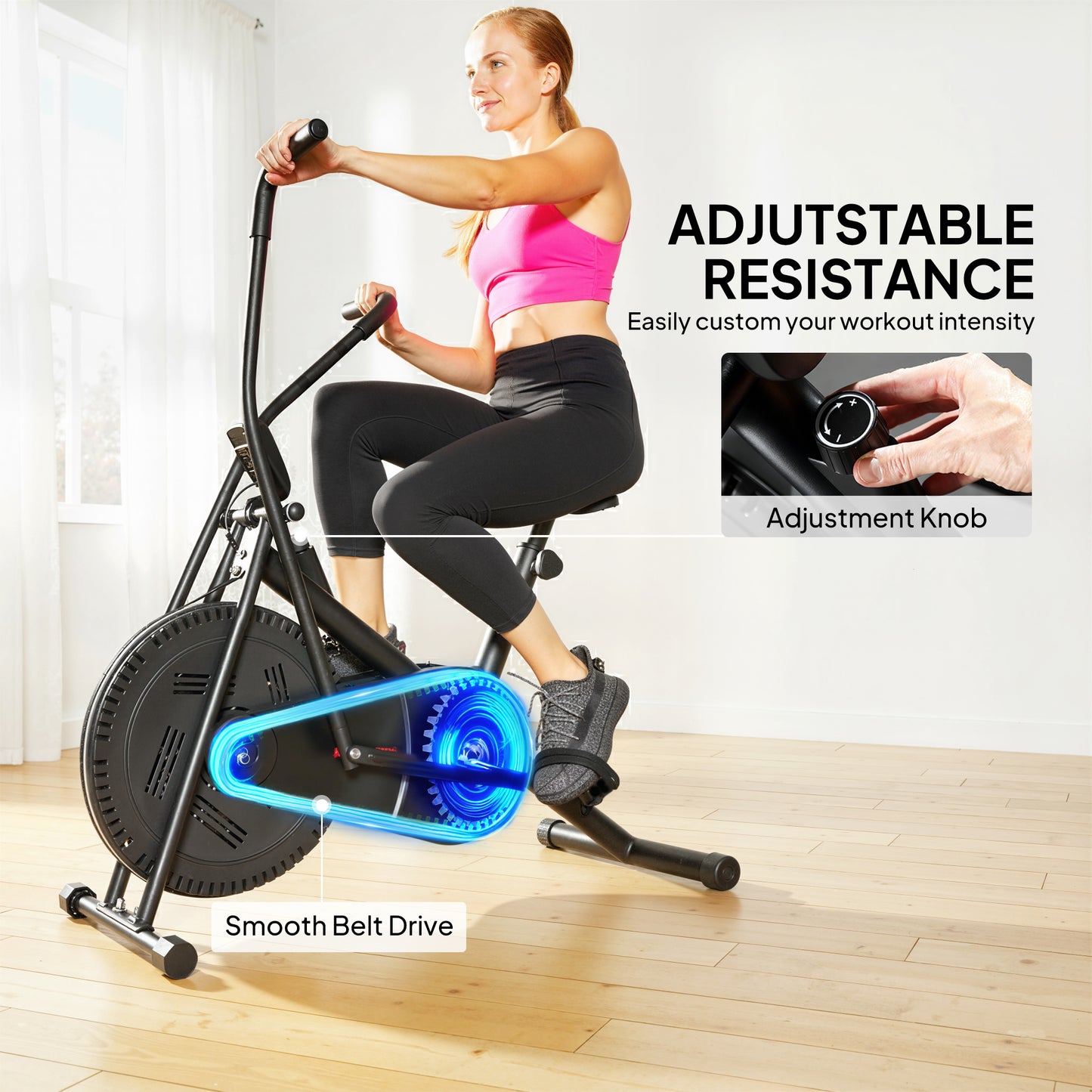 Exercise Bike with Adjustable Seat, LCD Display for Home Gym