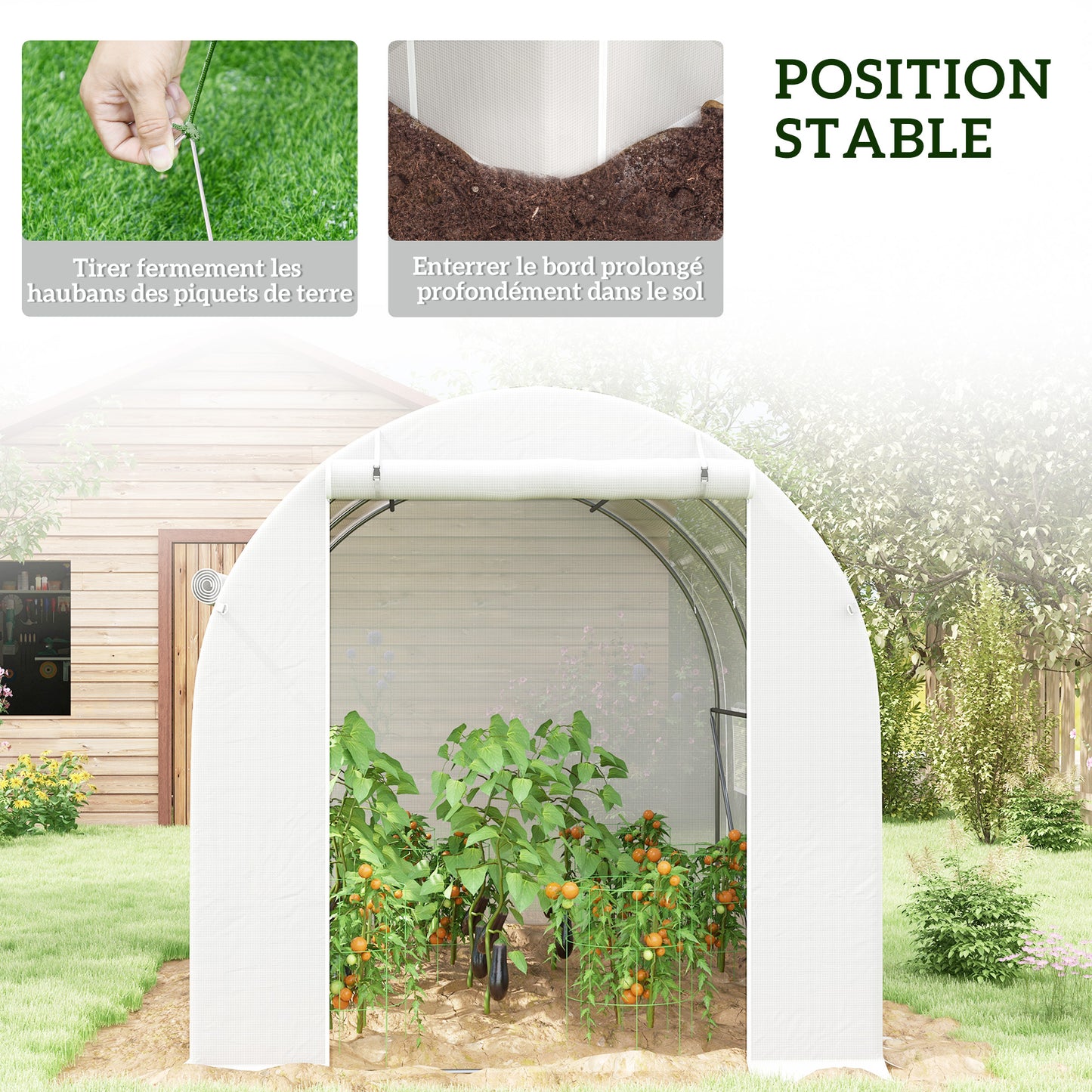 296 x 196cm Steel Frame Polytunnel Greenhouse - White