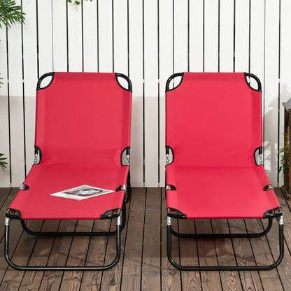 Set of Two Folding Sun Loungers - Red