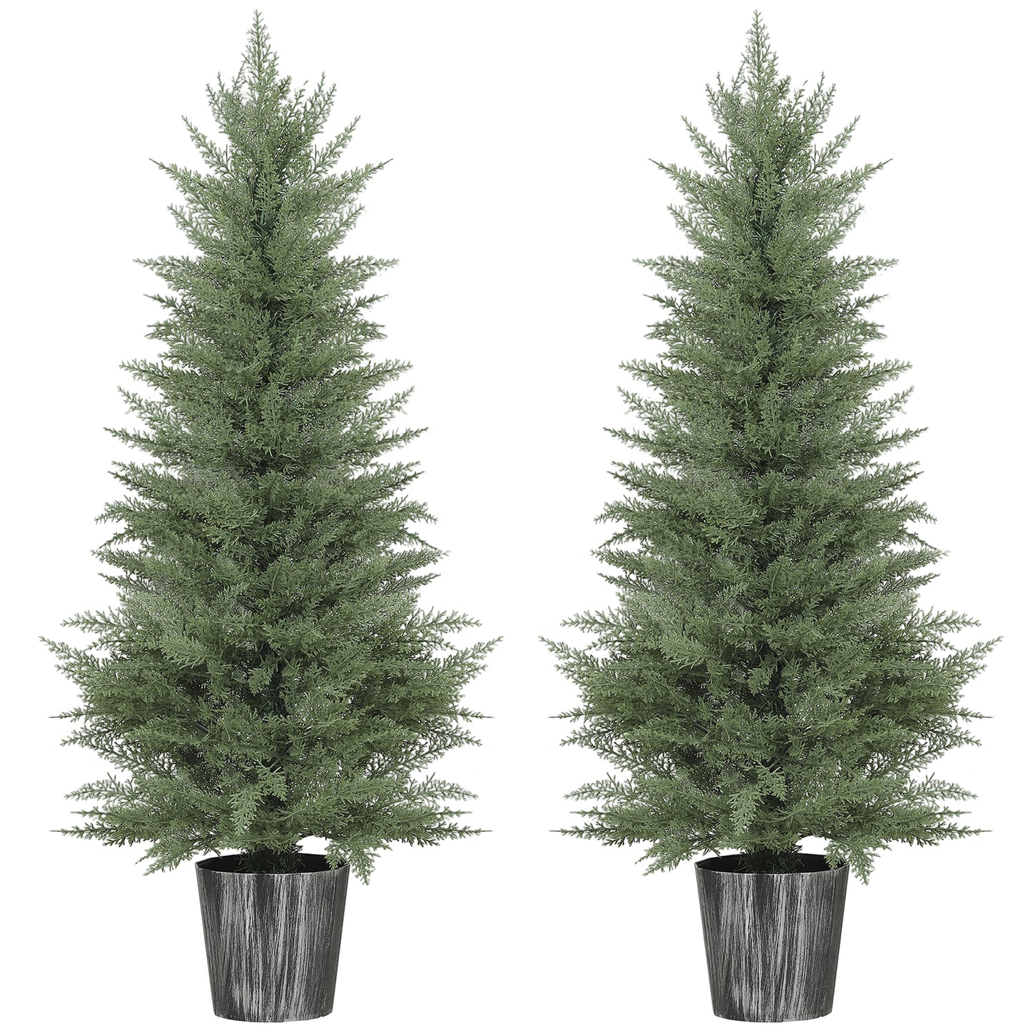 135cm Artificial Cypress Trees Set of 2, UV Resistant Artificial Plants with Decorative Pot