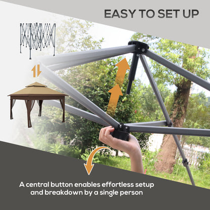 3 x 3(m) Pop Up Gazebo with Mosquito Netting, Easy Setup Marquee Party Tent with 1-Button Push, Double Roof, Carry Bag