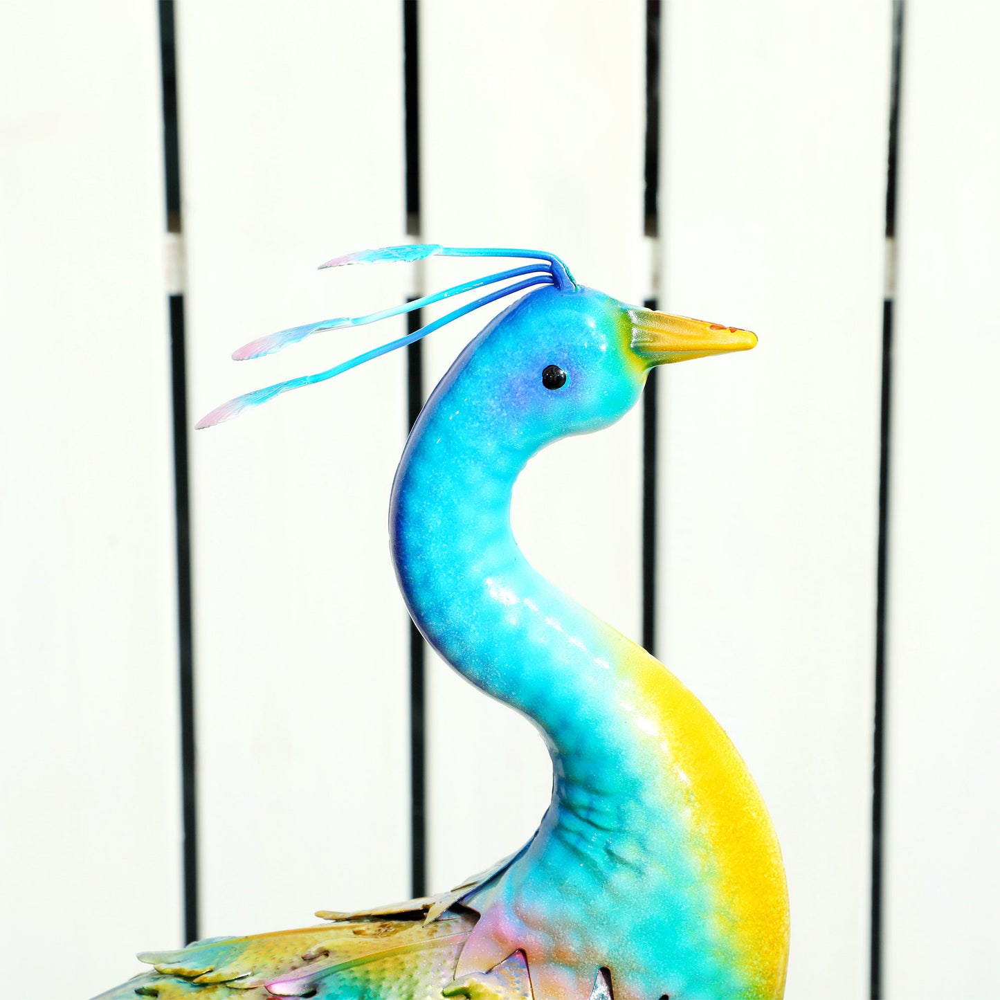 Peacock Garden Statue, Standing Garden Ornament, Metal Garden Gift with Stakes for Patio Pond Landscape Decoration
