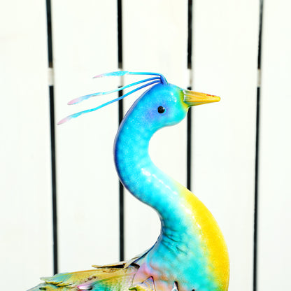 Peacock Garden Statue, Standing Garden Ornament, Metal Garden Gift with Stakes for Patio Pond Landscape Decoration