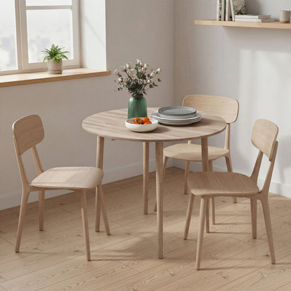 Folding Dining Table for 4, Round Drop Leaf Table, Modern Space Saving Small Kitchen Table with Wood Legs for Dining Room