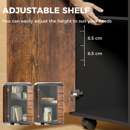 Multi-Storage Mobile Office Storage Cabinet - Rustic Brown