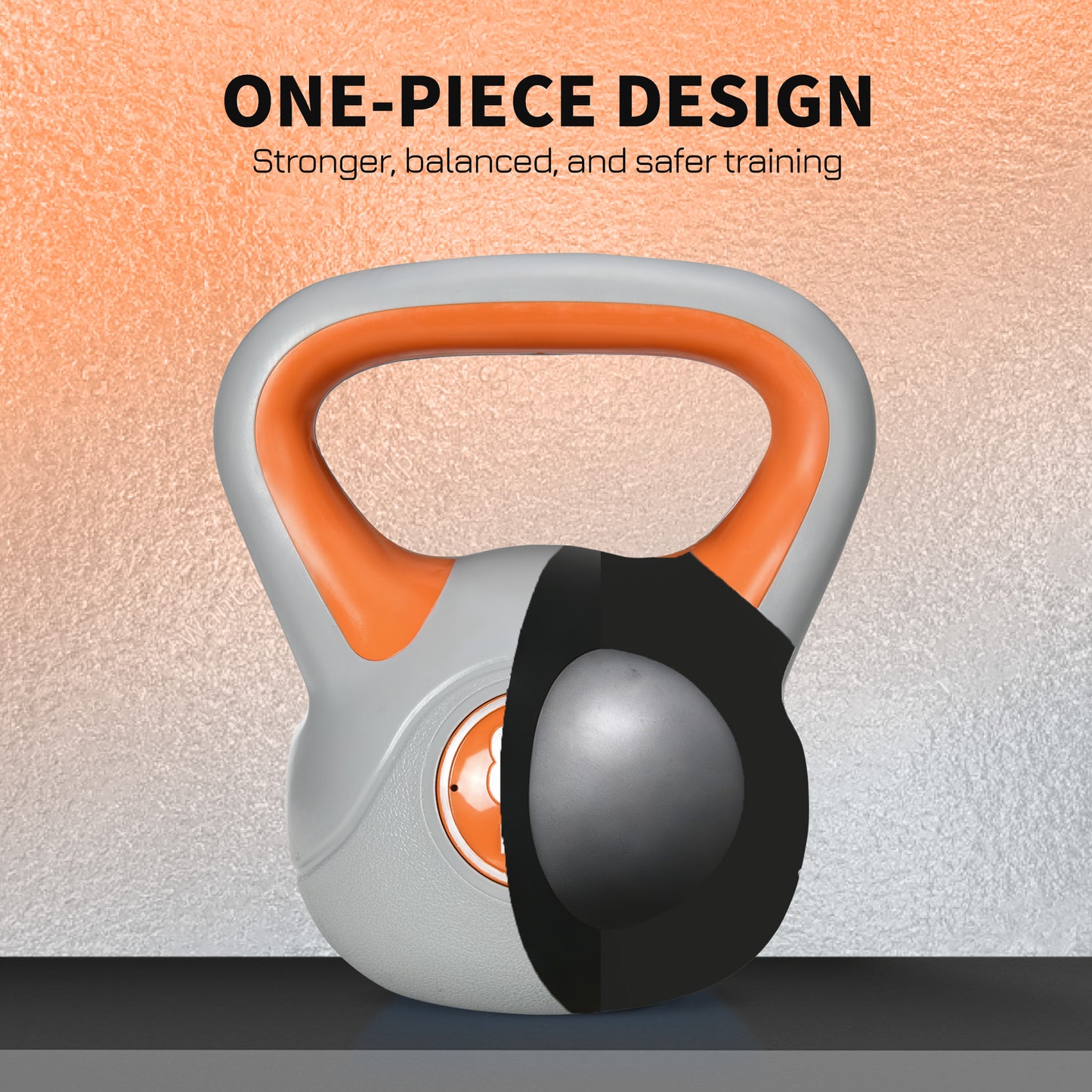 Kettlebell, 8kg Kettle Bells with Handle for Home Gym Weight Lifting and Strength Training, Orange and Grey
