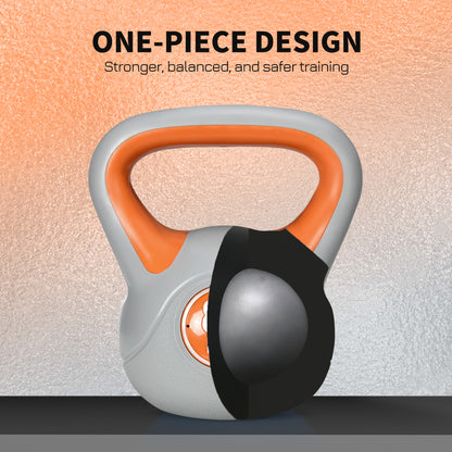 Kettlebell, 8kg Kettle Bells with Handle for Home Gym Weight Lifting and Strength Training, Orange and Grey