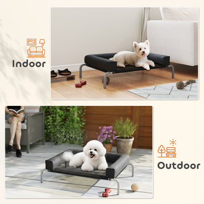 Elevated Dog Bed with Removable Bolsters, Raised Dog Bed for Small Breeds, Portable Indoor & Outdoor Pet Cots, Black