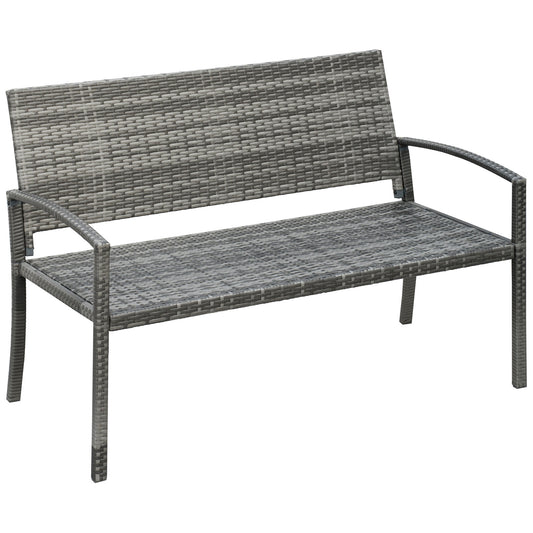 2 Seater Poly Rattan Garden Bench, All Weather Wicker Garden Loveseat, Outdoor Seating Bench with 240 Load Capacity