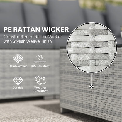 6 Pieces Rattan Corner Sofa Set - Mixed Grey