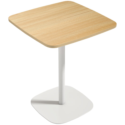 Small Dining Table, 60 cm Square Kitchen Table with Wood-veneer Top and Steel Base - Natural Wood Finish