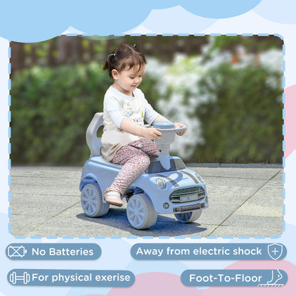 Foot To Floor Ride On Car Sliding Car w/ Air Horn, Anti-Over-Backwards, 18 to 36 Months - Light Blue