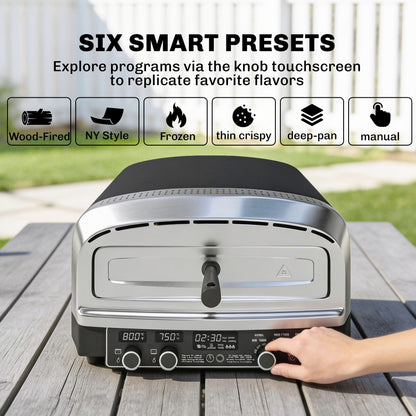 Outdoor Pizza Oven Dual Heat Control 6 Presets Electric Pizza Maker with 37 cm Stone and Peel