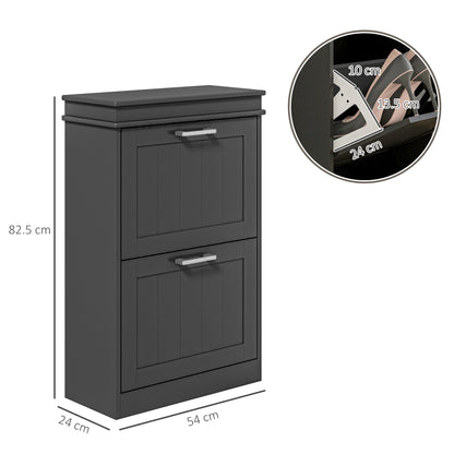 Two-Drawer Minimalistic 10-Shoe Cabinet - Black