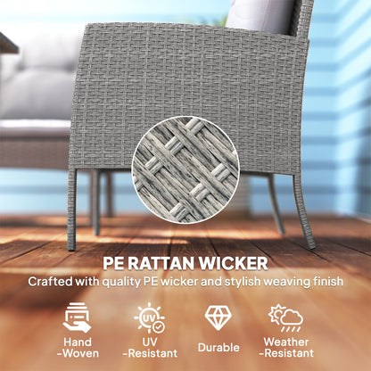 7 Seater Rattan Garden Furniture Set, 6 Piece Patio Dining Set, Armchairs, 3-Seater Sofa, Footstools, Glass Dining Table