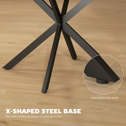 Extendable Dining Table for 4-6, Industrial Kitchen Dinner Table with Butterfly Leaf and X-Shape Base, Natural Wood