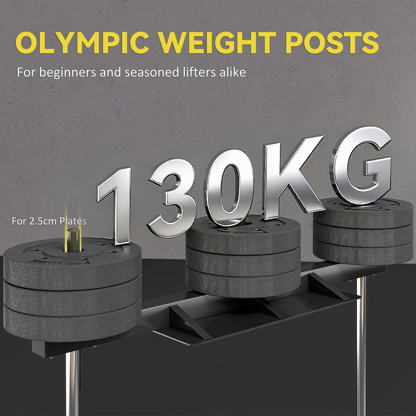 Vertical Leg Press Machine with Adjustable Leg, Back and Head Positions, 1" Standard Plate Compatible, Yellow