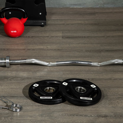 Two 5kg Olympic Weight Plates, Tri-Grip Rubber-Coated Barbell Weights, with 5cm Holes, for Home, Gym, Office