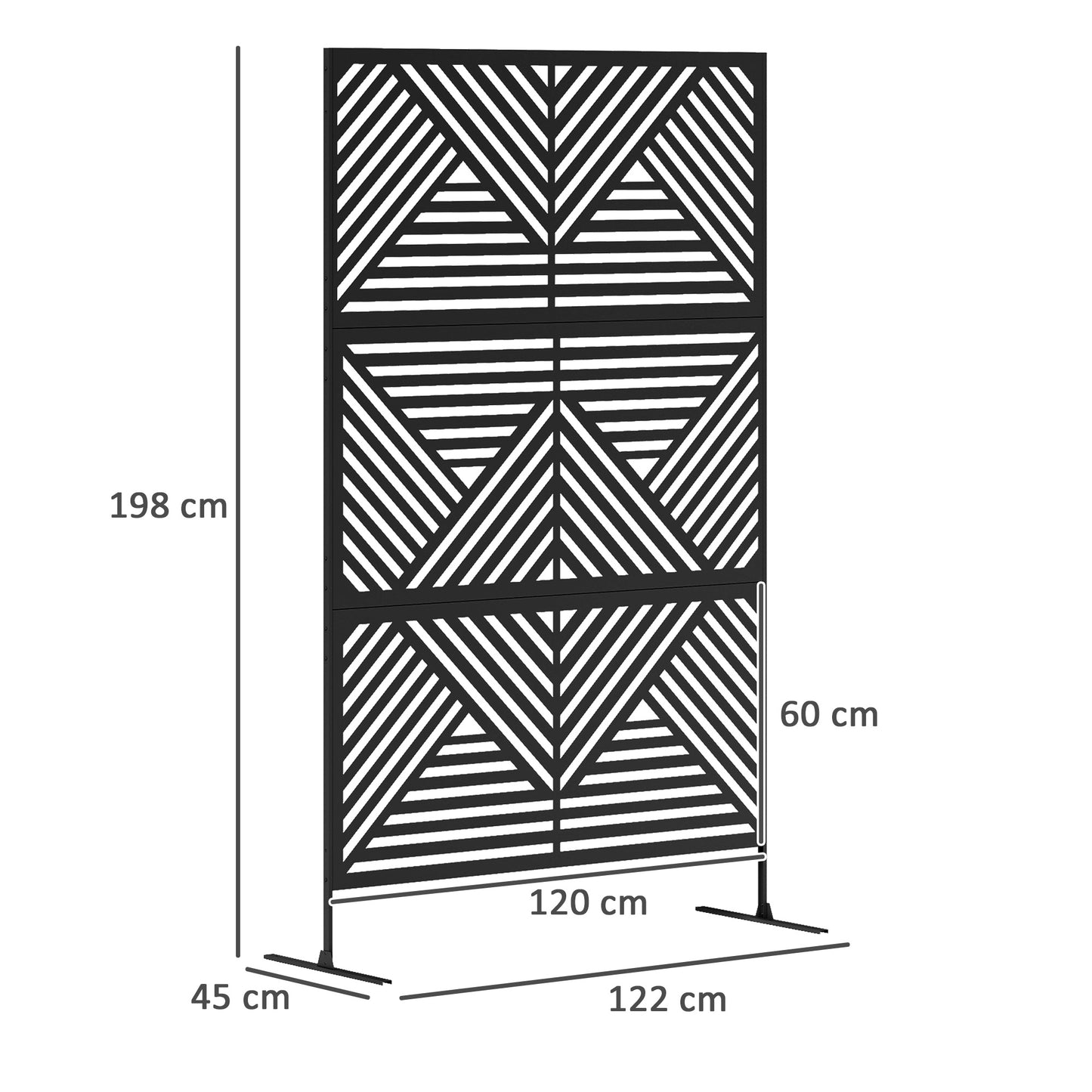 Decorative Garden Privacy Screen with Stand, 6.5FT Freestanding Metal Outdoor Divider