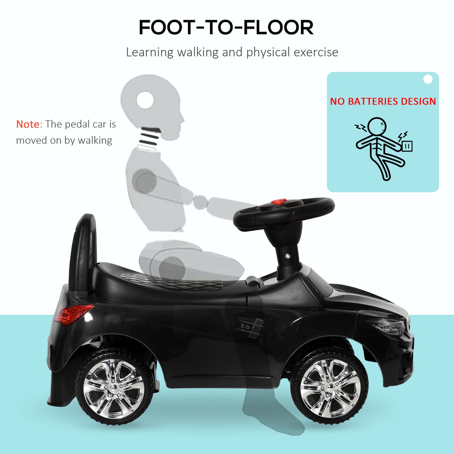 Ride on Car Baby Toddler Walker Foot to Floor Sliding Car Slider, Black