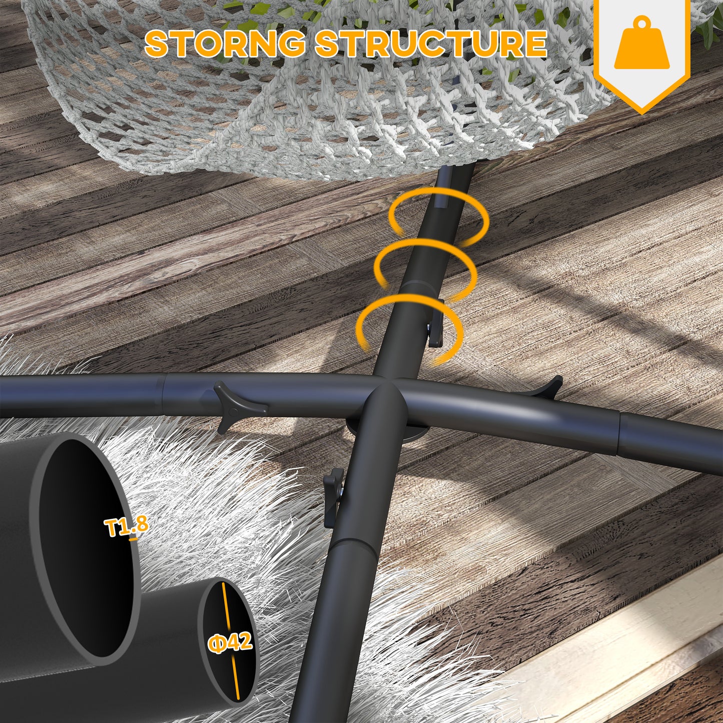 Hammock Chair Stand, Hanging Heavy Duty Metal Frame Hammock Stand with Chain, for Hanging Hammock Air Porch Swing Chair
