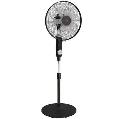 40 cm Pedestal Standing Floor Fan, Oscillation Cooling Fan with Remote Control, Black