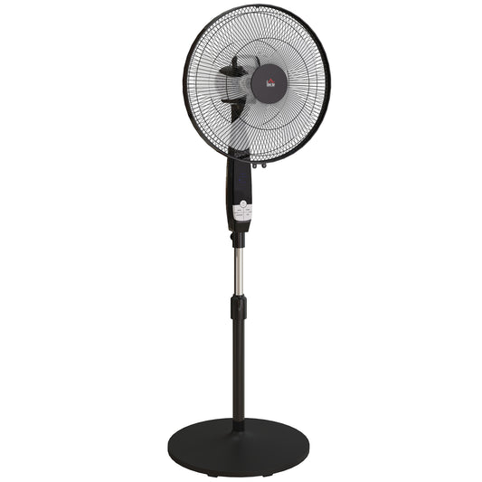 40 cm Pedestal Standing Floor Fan, Oscillation Cooling Fan with Remote Control, Black